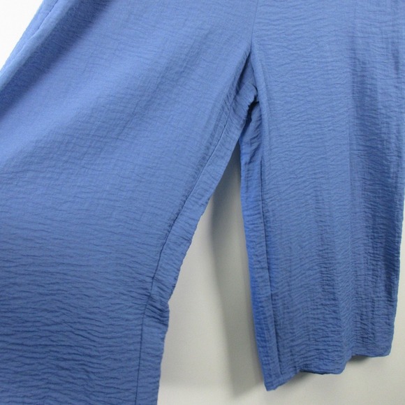 Habitat Crinkle Wide Leg Cropped Pants Women XXL Blue Pull On Lagenlook 310 - Picture 8 of 12